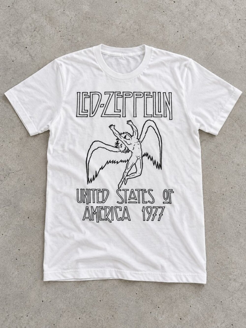 Led Zeppelin USA 1977 Icarus White Gildan T-Shirt